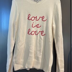 Ellsworth & Ivey Cream Sweater with Red Embroidery